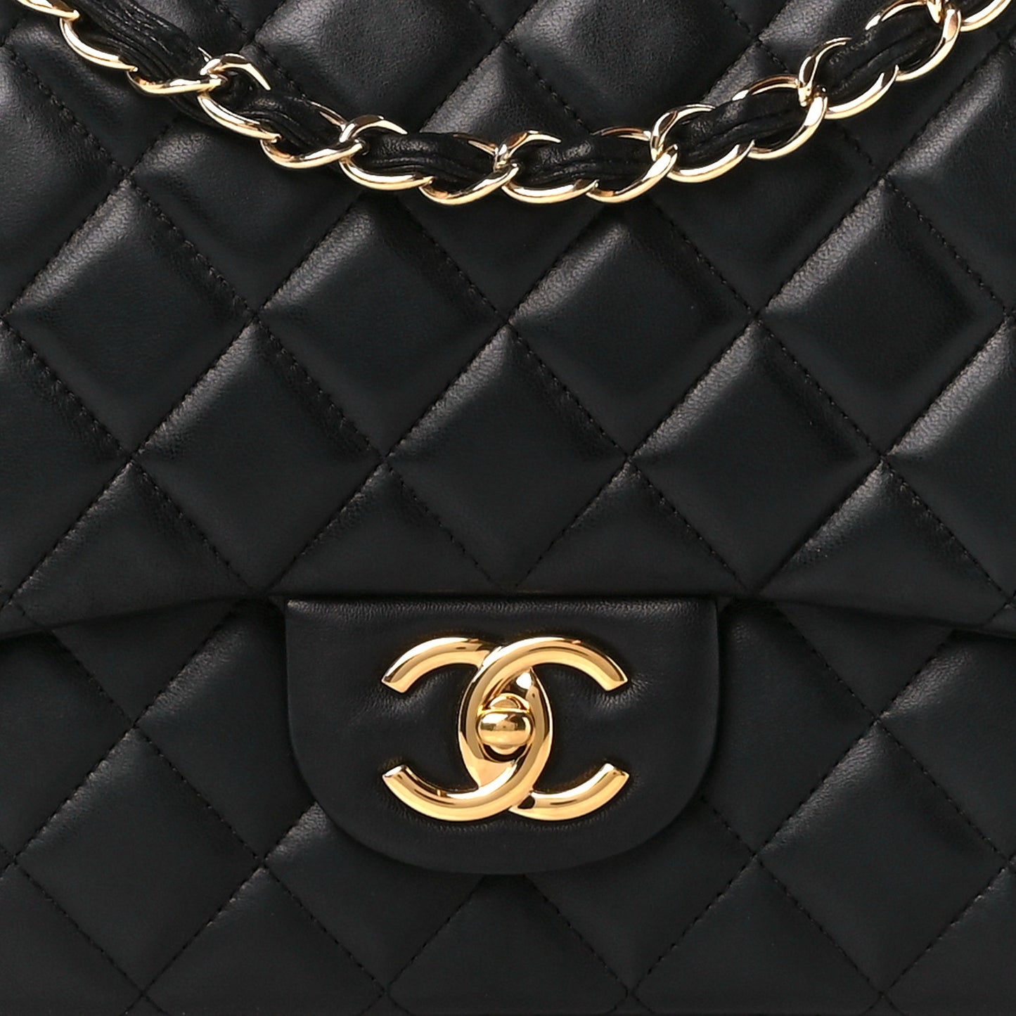 Lambskin Quilted Maxi Double Flap Black