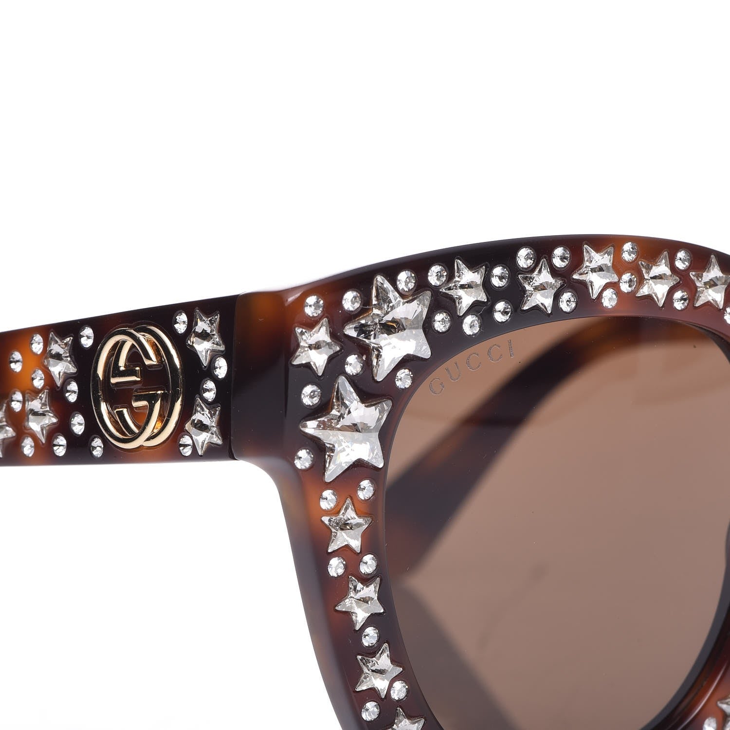 Gucci Acetate Stars Cat Eye Sunglasses GG0116S Havana 5 of 9