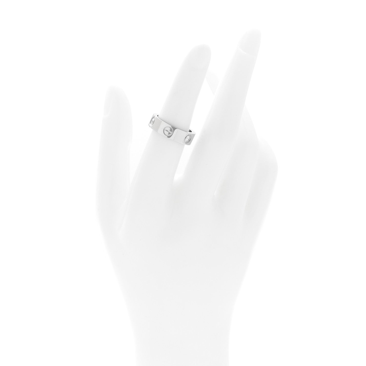 Cartier 18K White Gold 3 Diamond 5.5mm LOVE Ring 51 5.75 2 of 5