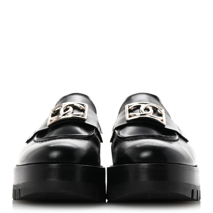 Chanel Calfskin Metal CC Loafers 36.5 Black 3 of 9