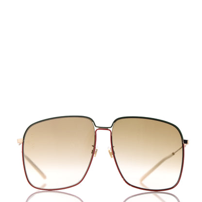 Gucci Web Rectangular Frame Interlocking G Sunglasses GG0394S Green Red 2 of 7