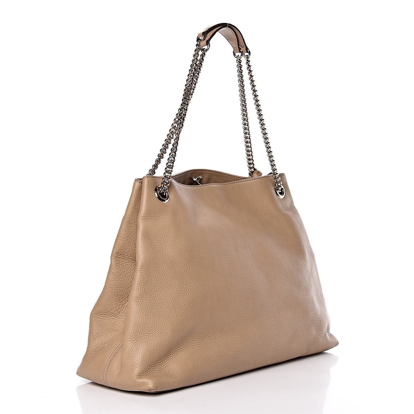 Pebbled Calfskin Large Soho Chain Shoulder Bag Nude