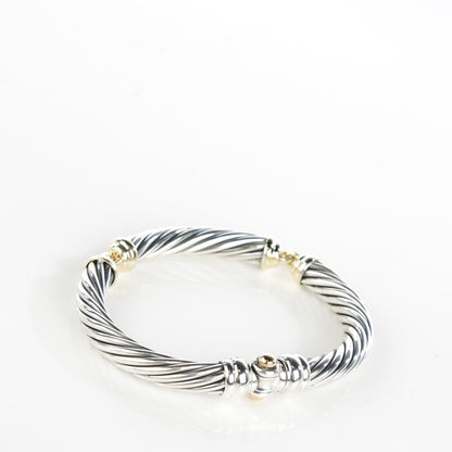 David Yurman Sterling Silver 14K Yellow Gold 7mm Metro Cable Bracelet 3 of 6