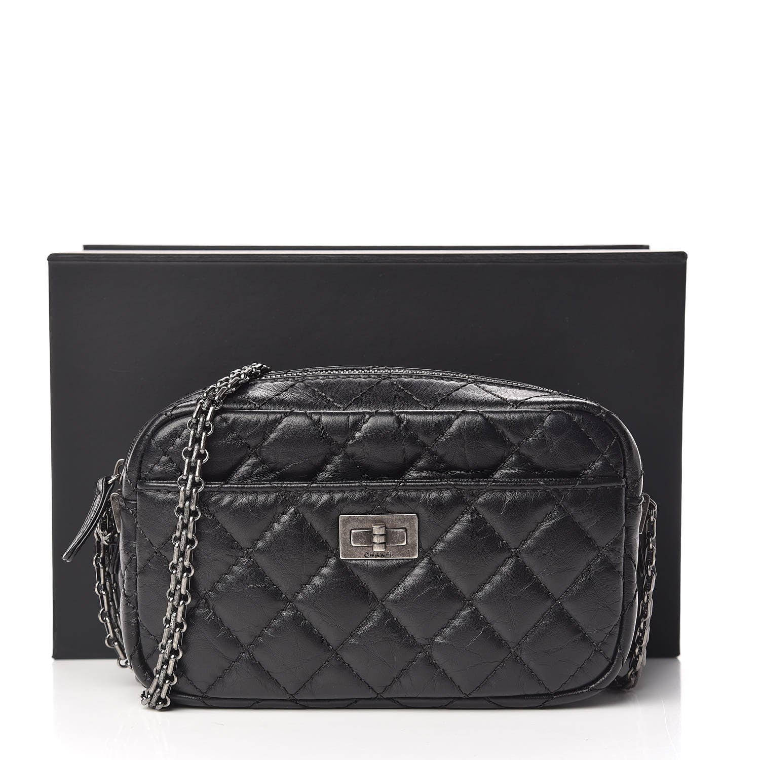 Chanel Aged Calfskin Quilted Mini Reissue Camera Case Black 11 of 11