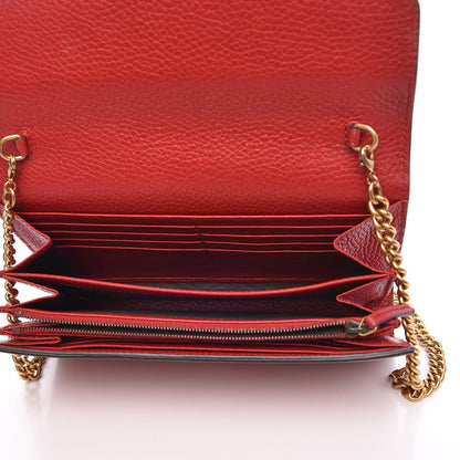 Gucci Calfskin GG Marmont Chain Wallet Vulcanic Red 5 of 8