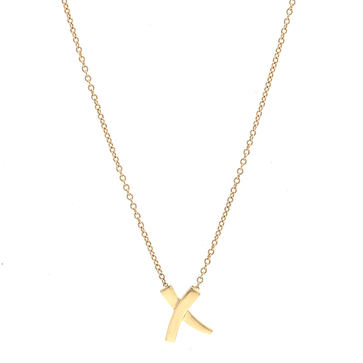 Tiffany 18K Yellow Gold Paloma Picasso Graffiti X Pendant Necklace 1 of 5