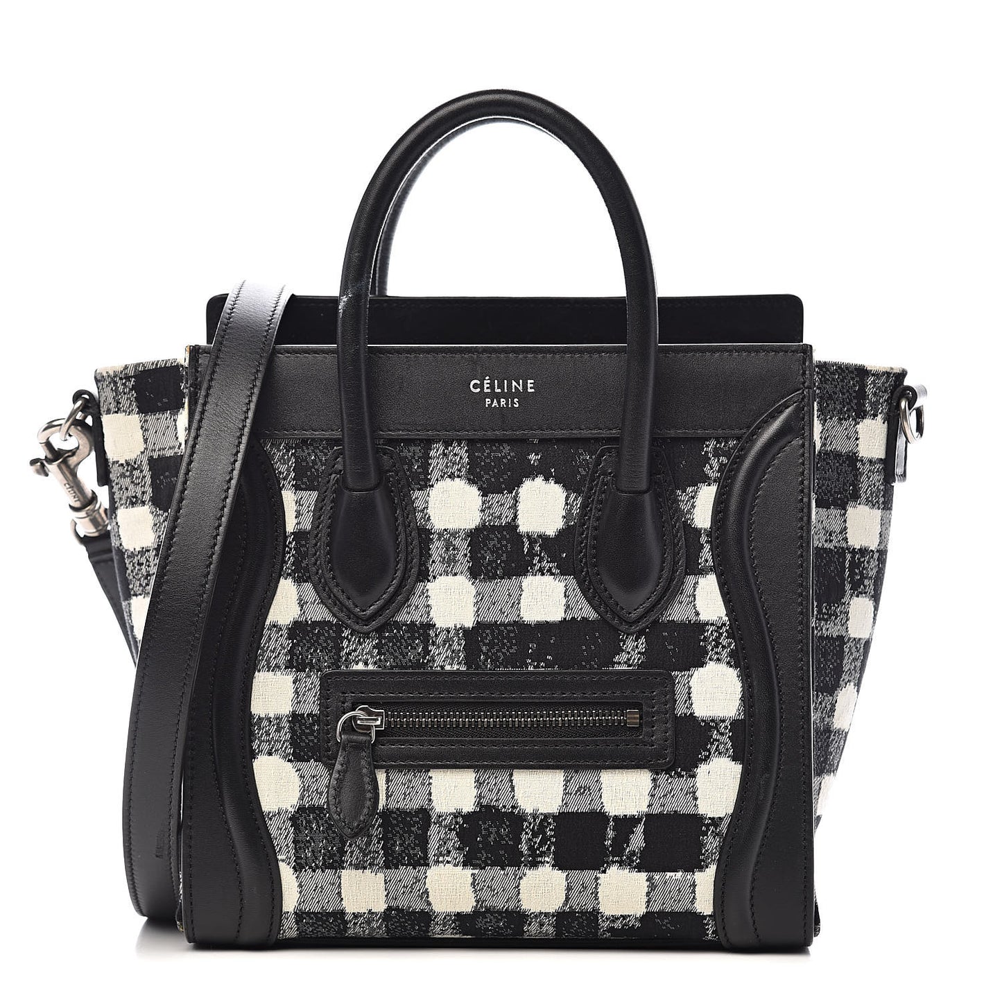 Canvas Calfskin Nano Luggage White Black