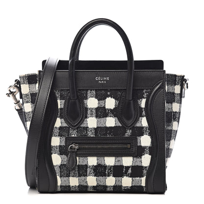 Celine Canvas Calfskin Nano Luggage White Black 1 of 18