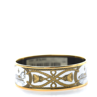 Hermes Enamel Printed Wide Grand Apparat Bracelet 70 White 3 of 5