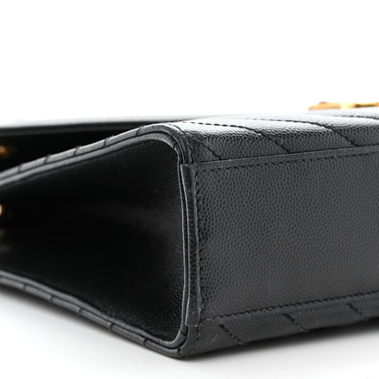 Saint Laurent Grain De Poudre Matelasse Chevron Large Monogram Satchel Black 11 of 14