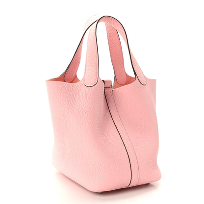 Hermes Taurillon Clemence Picotin Lock 18 PM Rose Sakura 3 of 12