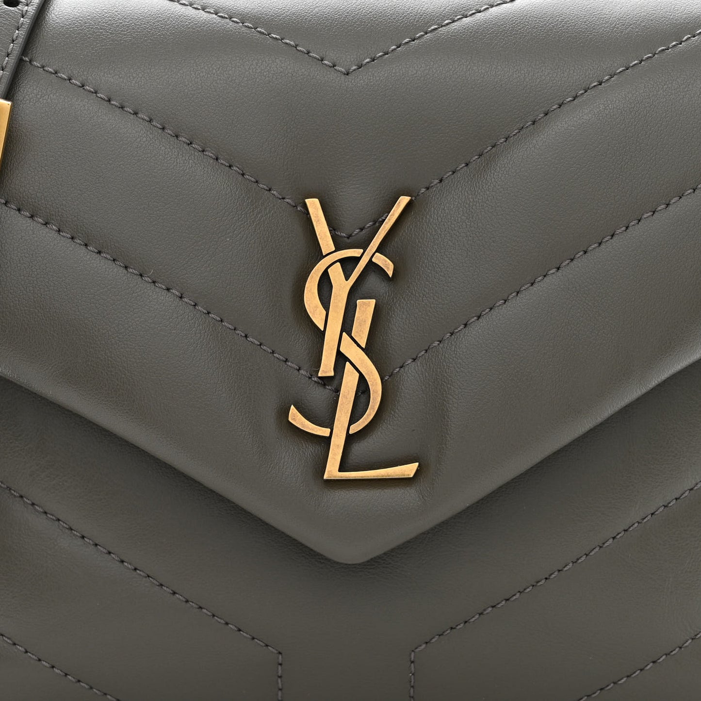 Calfskin Y Quilted Monogram Toy Loulou Crossbody Bag Grey Kaki
