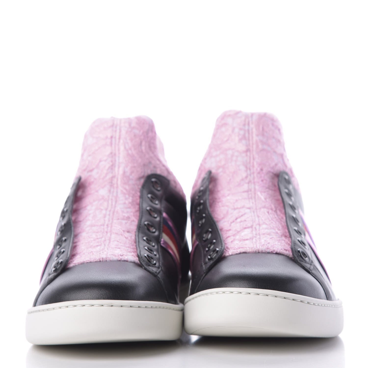 Gucci Calfskin Lace Ayers Sylvie Web Womens New Ace High Top Sneakers 39.5 Black 2 of 10