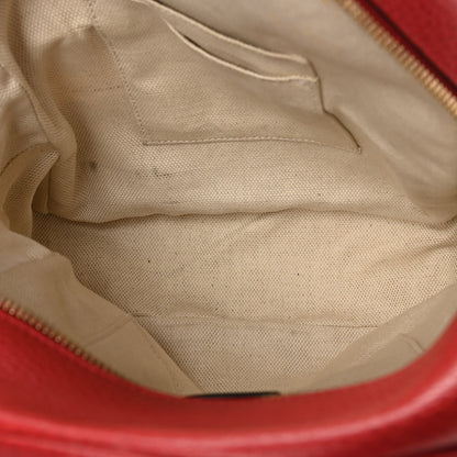 Gucci Pebbled Calfskin Soho Chain Backpack Hibiscus Red 5 of 10