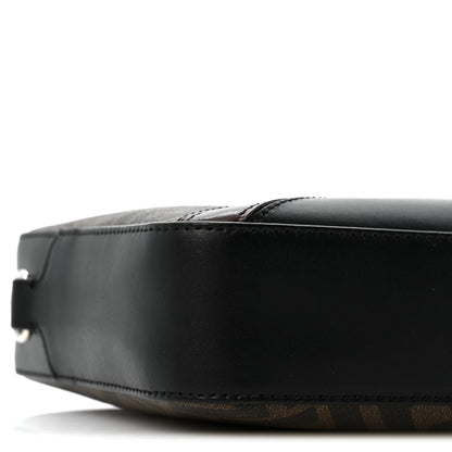 Fendi Glazed Fabric Vitello Liberty FF 1974 Diagonal Medium Camera Case Tobacco Moresco Black 9 of 12