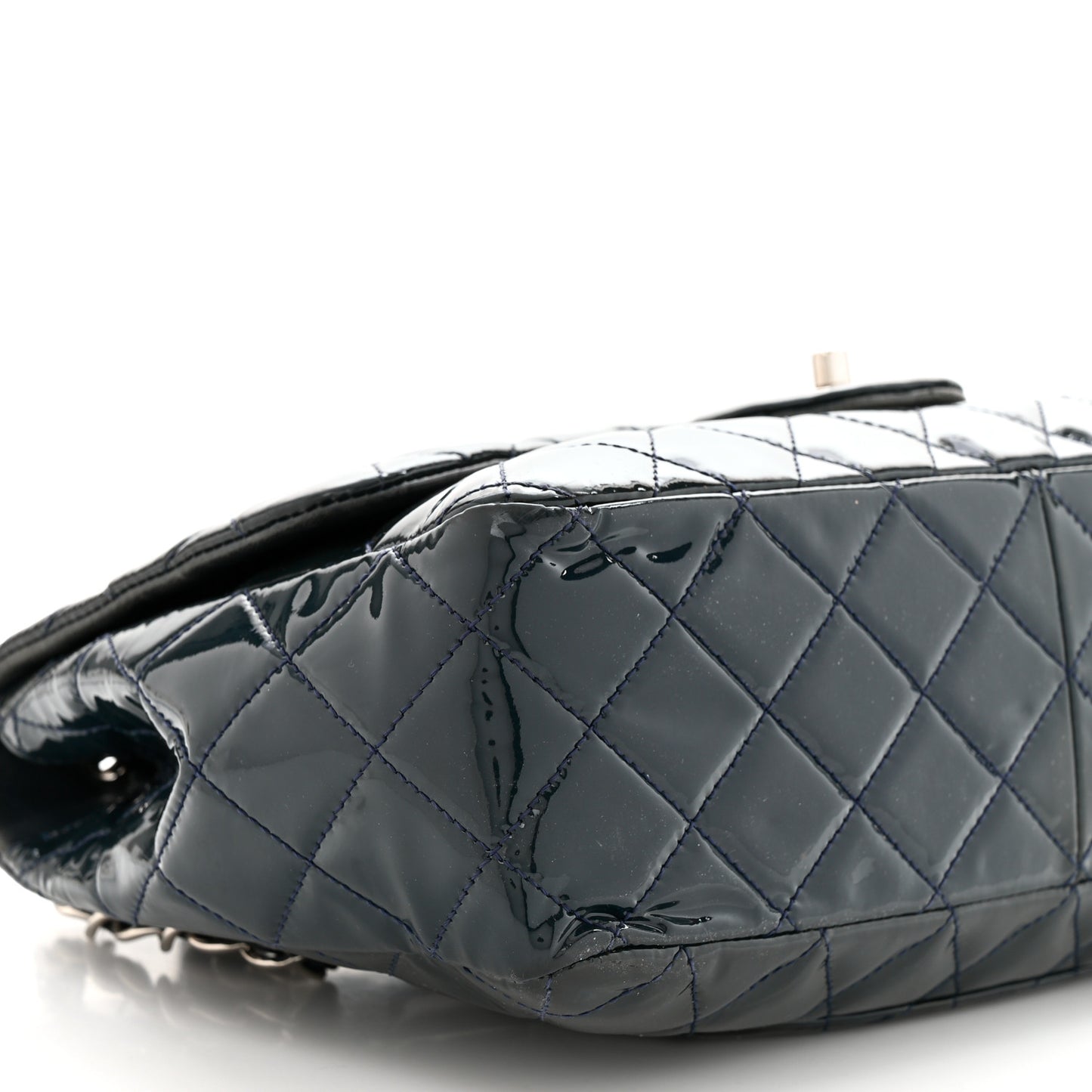 Patent Quilted Maxi Single Flap Blue