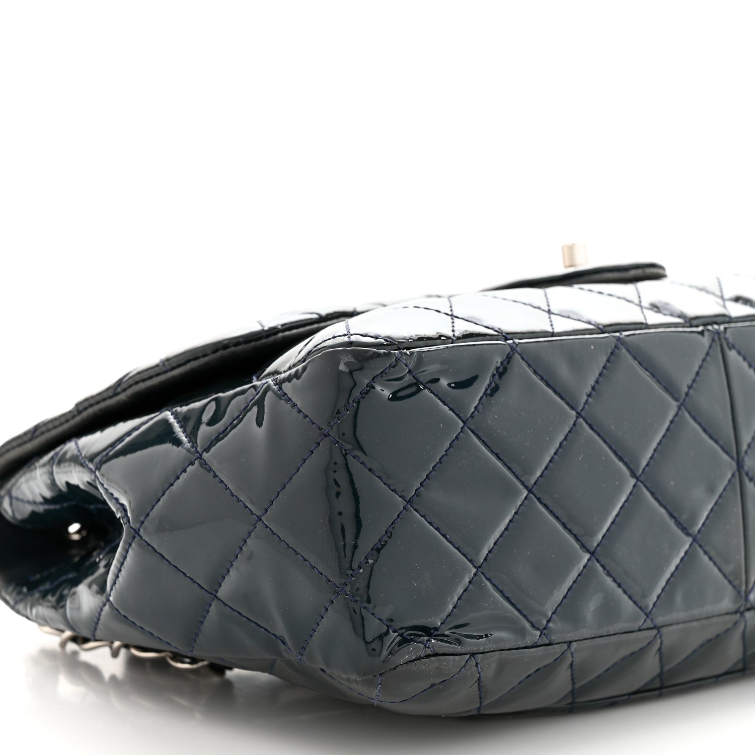 Chanel Patent Quilted Maxi Single Flap Blue 9 of 11