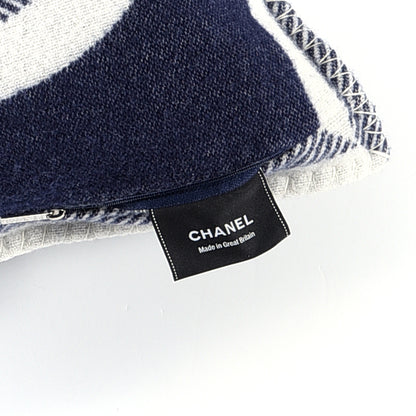 Chanel Merino Wool Cashmere CC Pillow Navy Blue 3 of 3