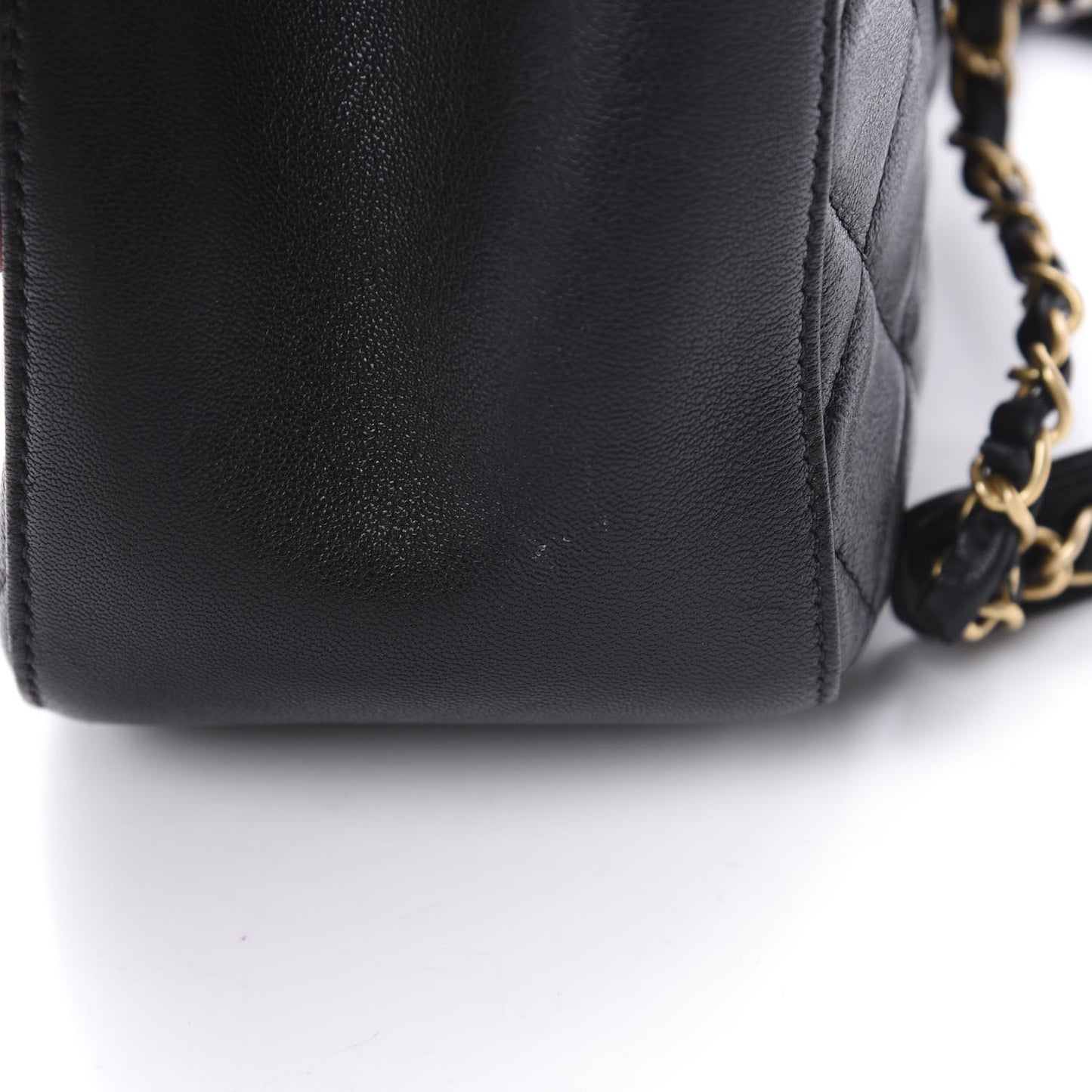 Lambskin Quilted Large Shopping Tote Black