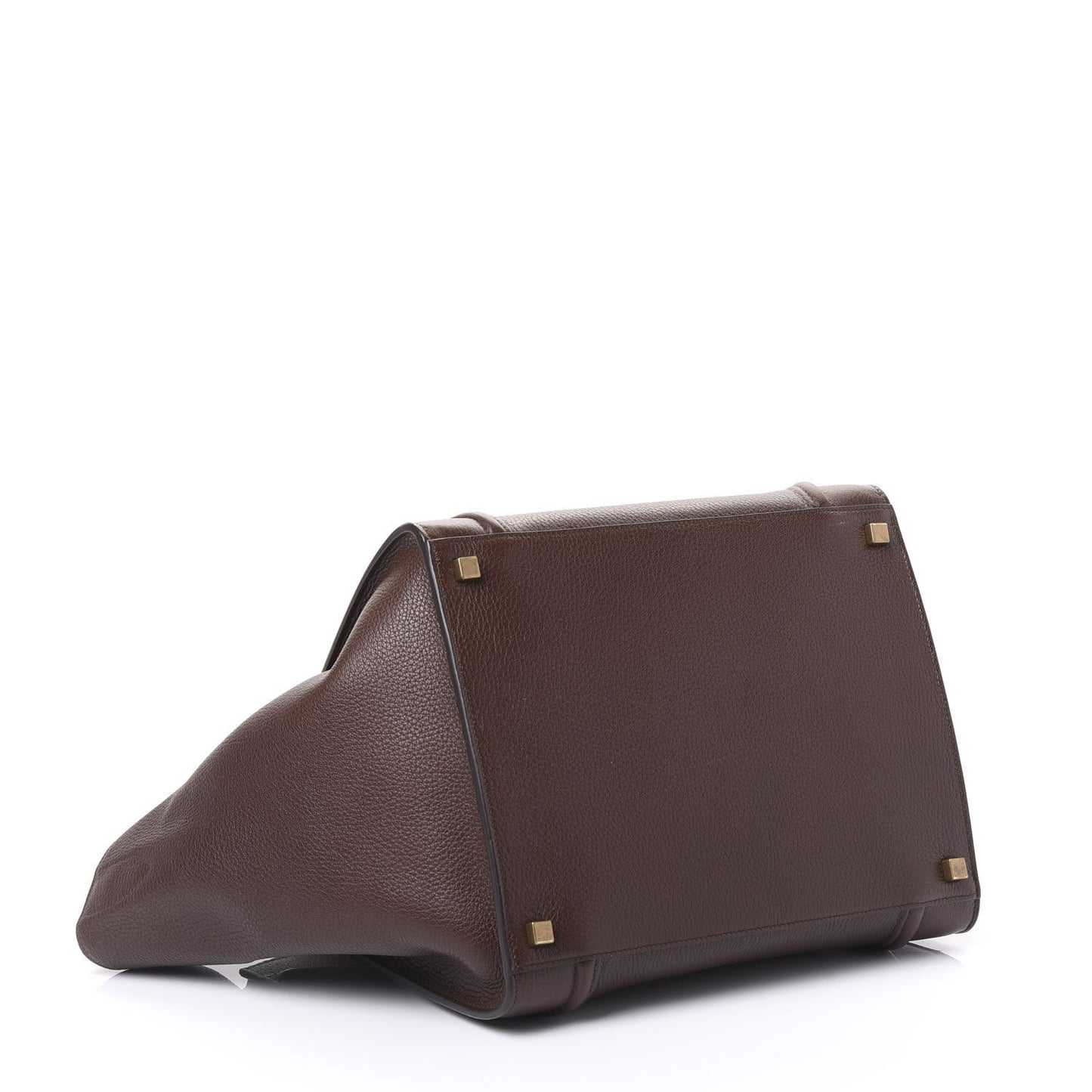 Shiny Grained Calfskin Medium Phantom Luggage Brown
