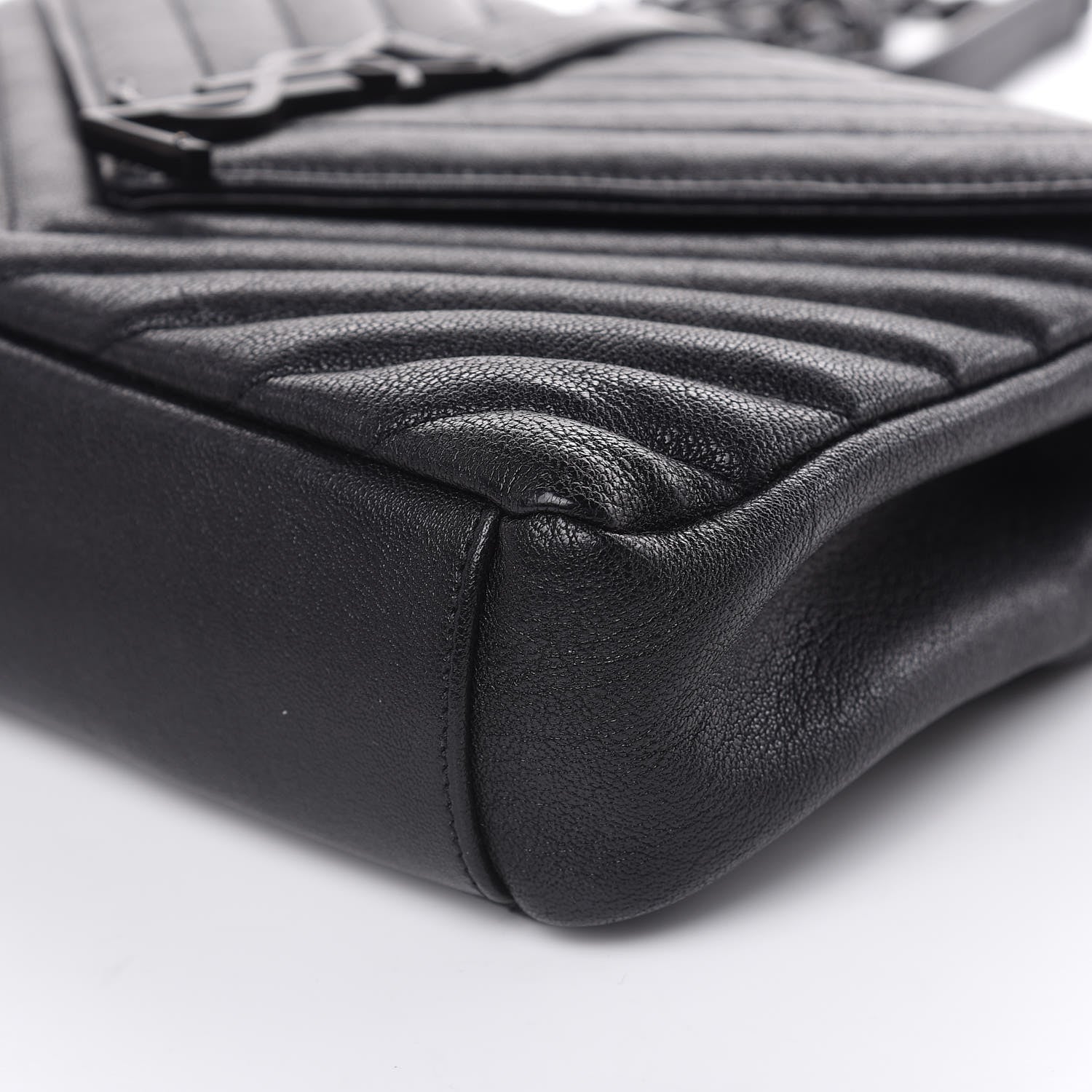 Saint Laurent Sheepskin Matelasse Chevron Monogram Medium College Bag Black 9 of 13