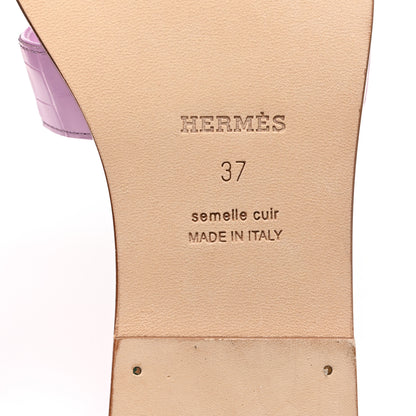 Hermes Matte Crocodile Oran Sandals 37 7 of 10