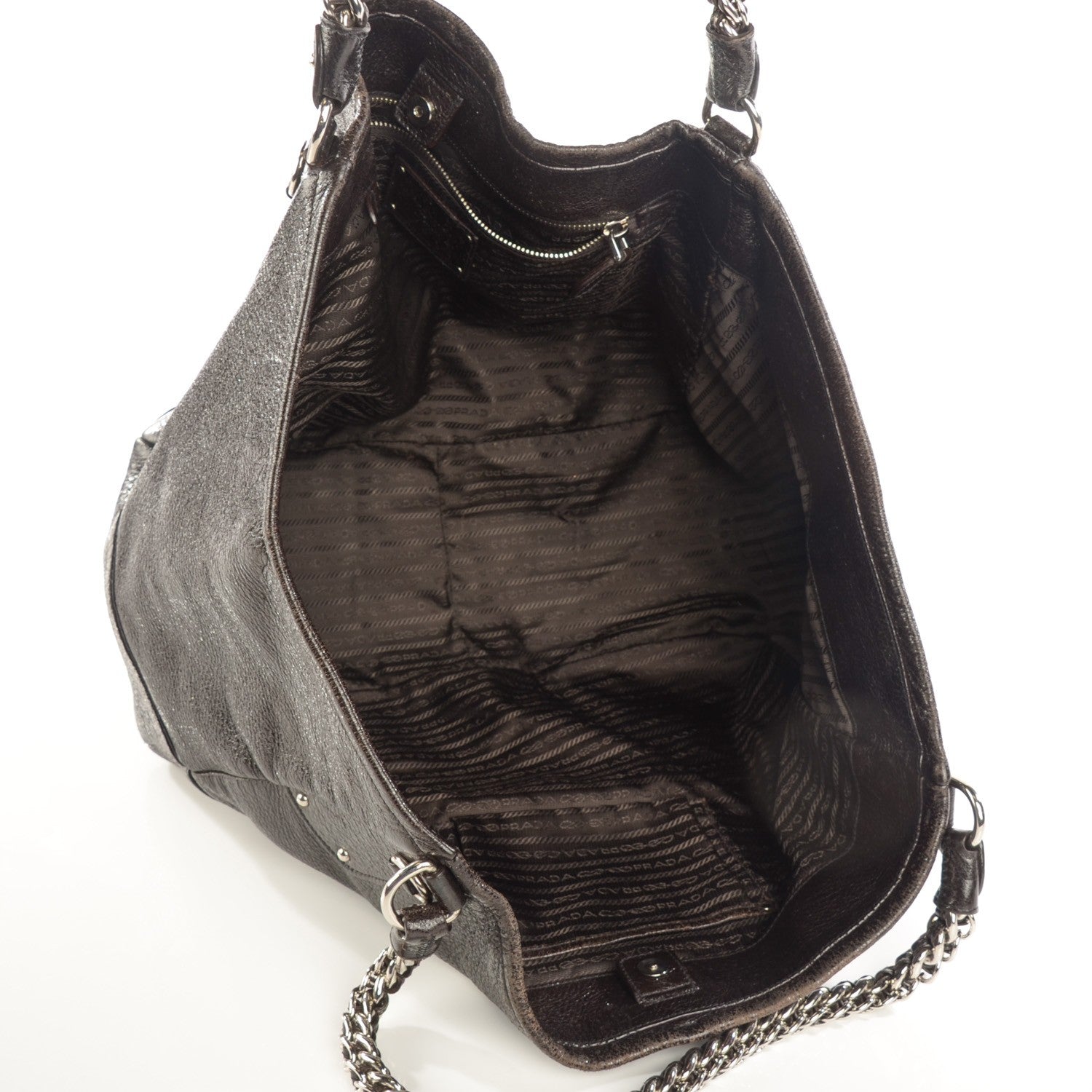 Prada Cervo Lux Chain Shoulder Bag Ebano 5 of 11