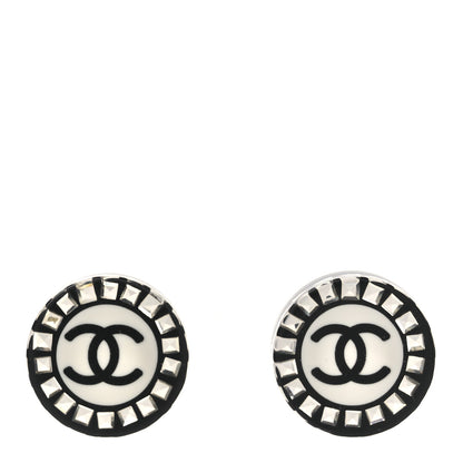 Chanel Resin Crystal CC Round Earrings  Black 1 of 4