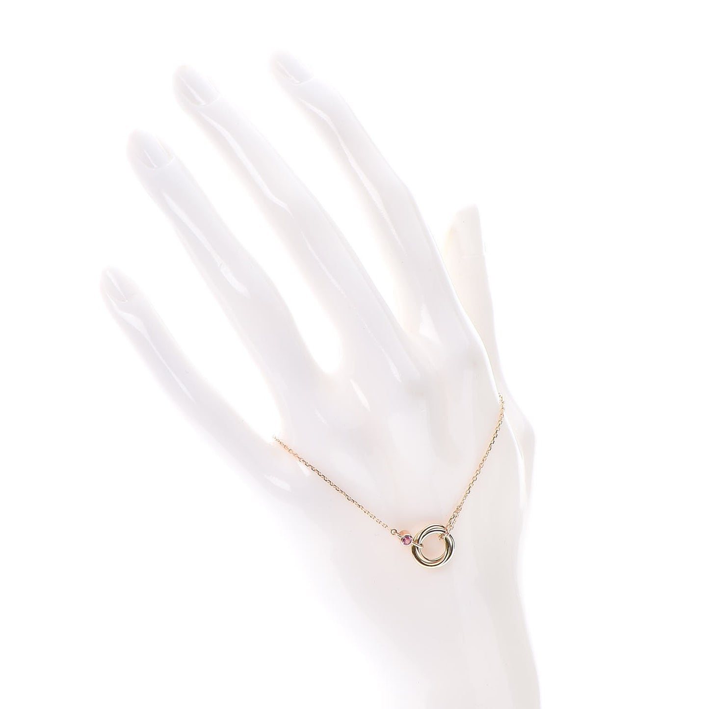 18K Pink Yellow White Gold Pink Sapphire Trinity Bracelet
