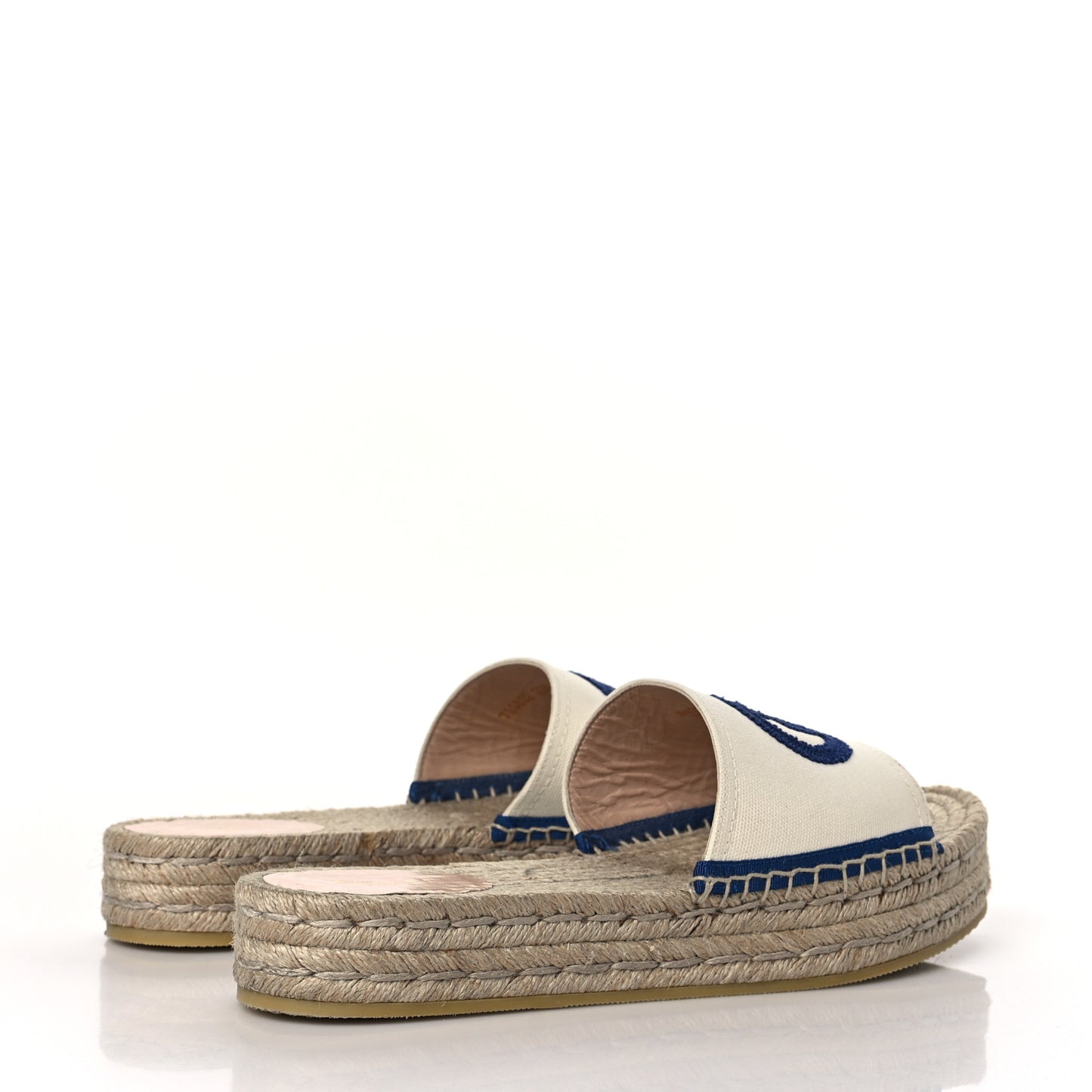 Canvas Interlocking G Espadrille Slide Sandals 39.5 Mystic White Royale Blue
