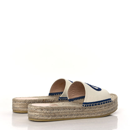 Gucci Canvas Interlocking G Espadrille Slide Sandals 39.5 Mystic White Royale Blue 5 of 8