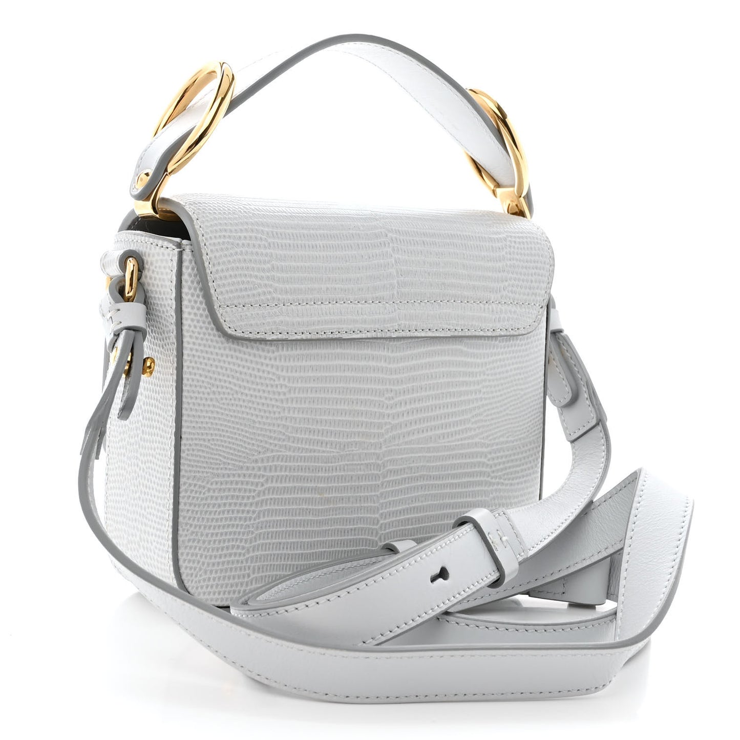 Calfskin Lizard Embossed Mini C Double Carry Light Cloud