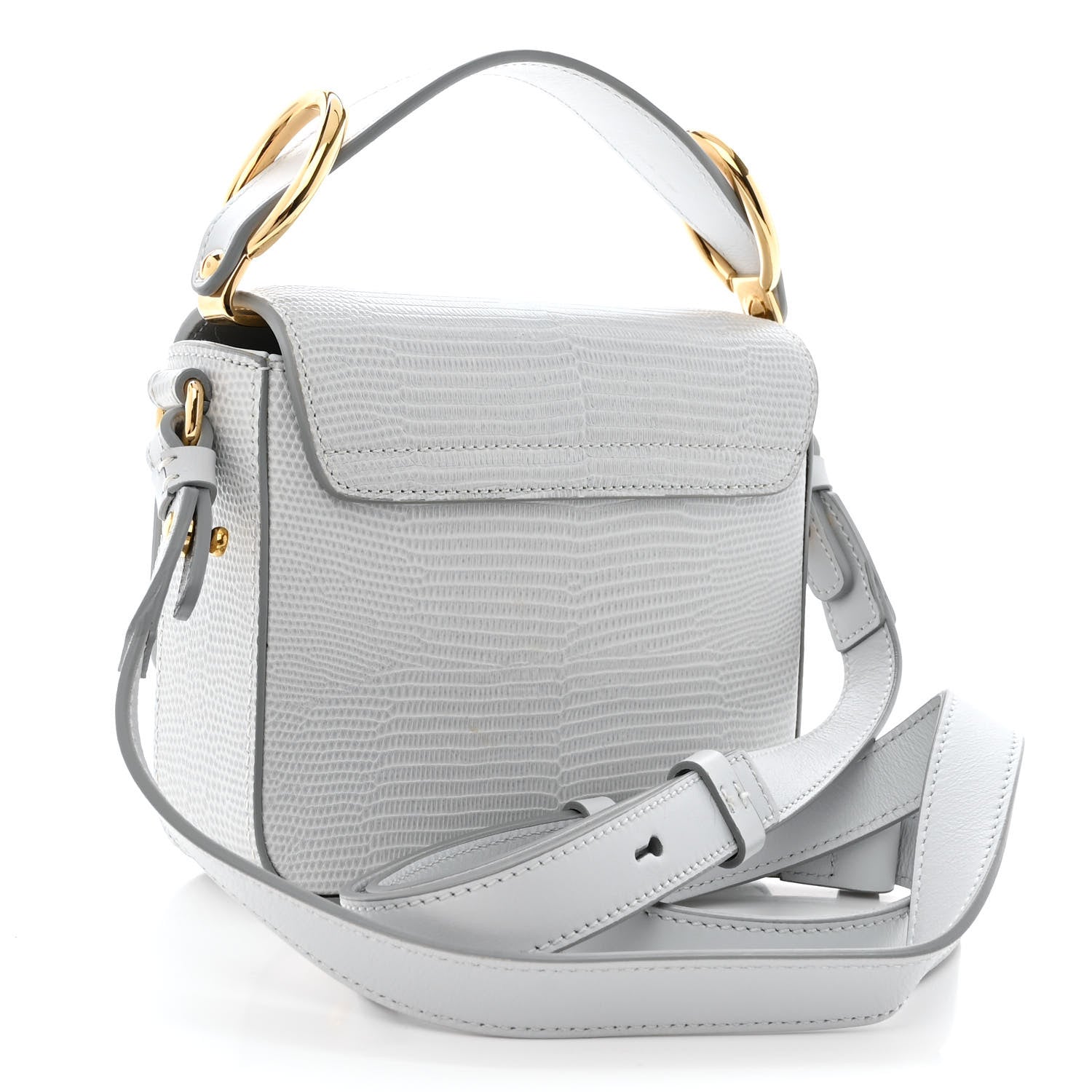 Chloe Calfskin Lizard Embossed Mini C Double Carry Light Cloud 3 of 11