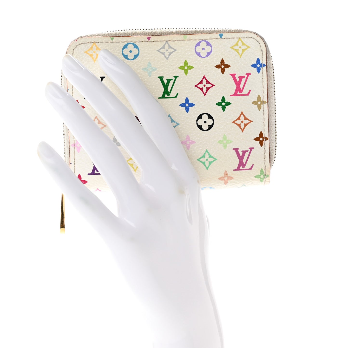 Monogram Multicolor Zippy Coin Purse Wallet White Litchi