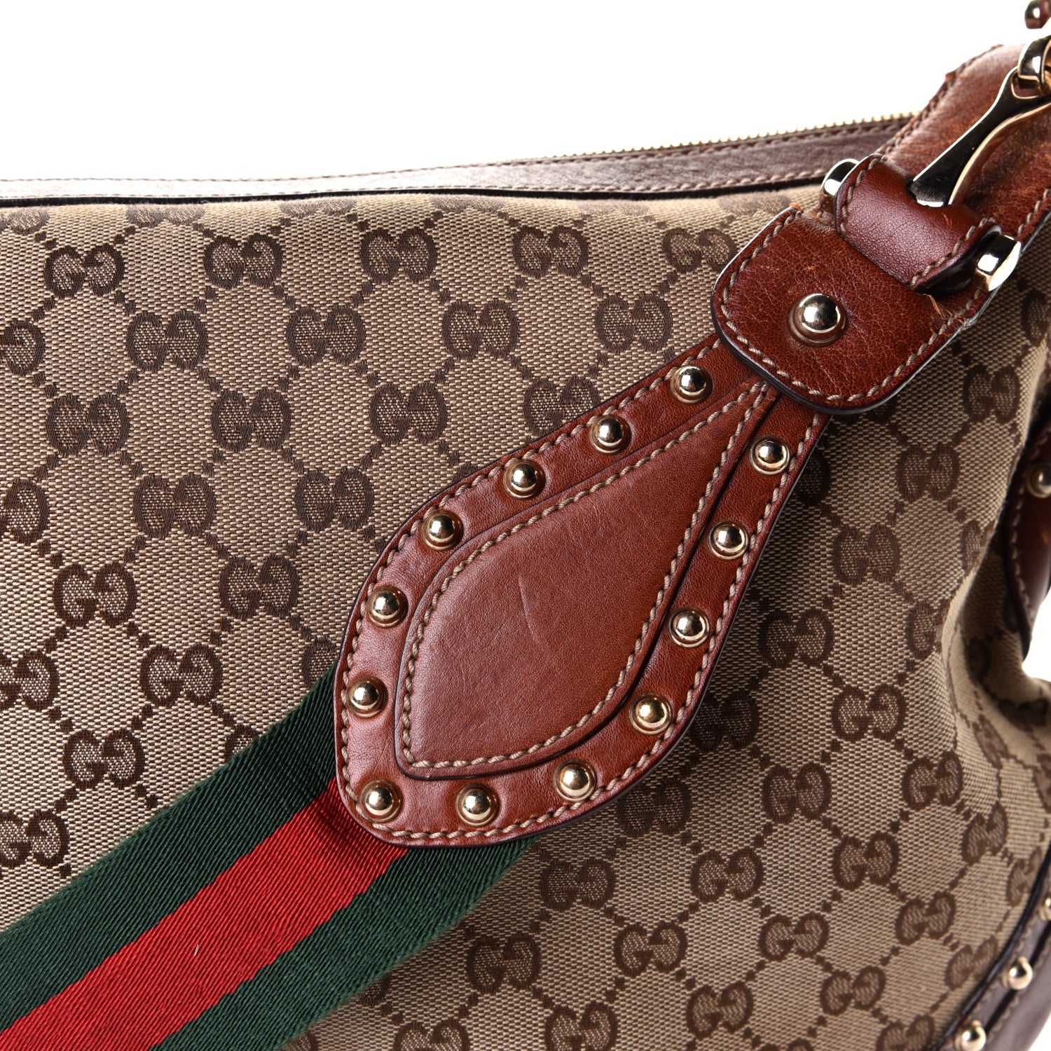 Gucci Monogram Web Studded Pelham Shoulder Bag Brown 6 of 10