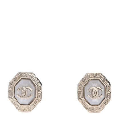 Chanel Resin CC Earrings White Gold 1 of 4