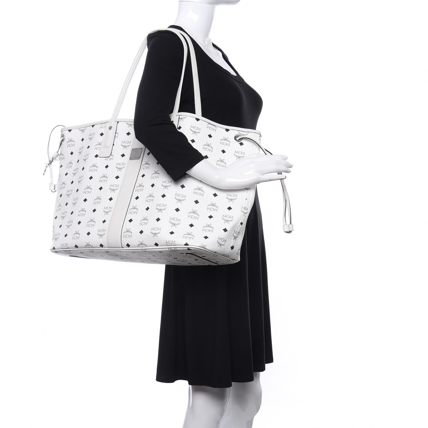 MCM Visetos Large Liz Reversible Shopper Tote White 2 of 16