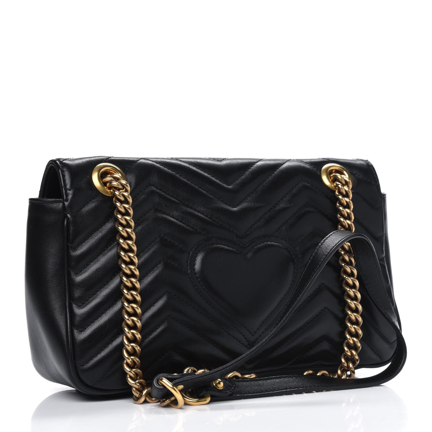 Gucci Calfskin Matelasse Small GG Marmont Shoulder Bag Black 2 of 12
