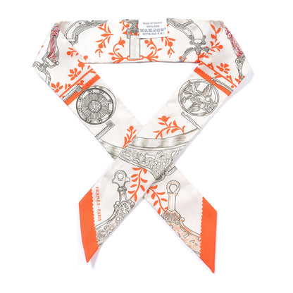 Hermes Silk Etriers Remix Twilly Verveine Orange Kaki 1 of 4