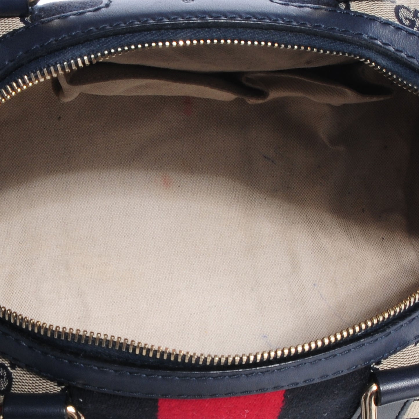 Monogram Selleria Calfskin Vintage Web Medium Boston Beige Blue