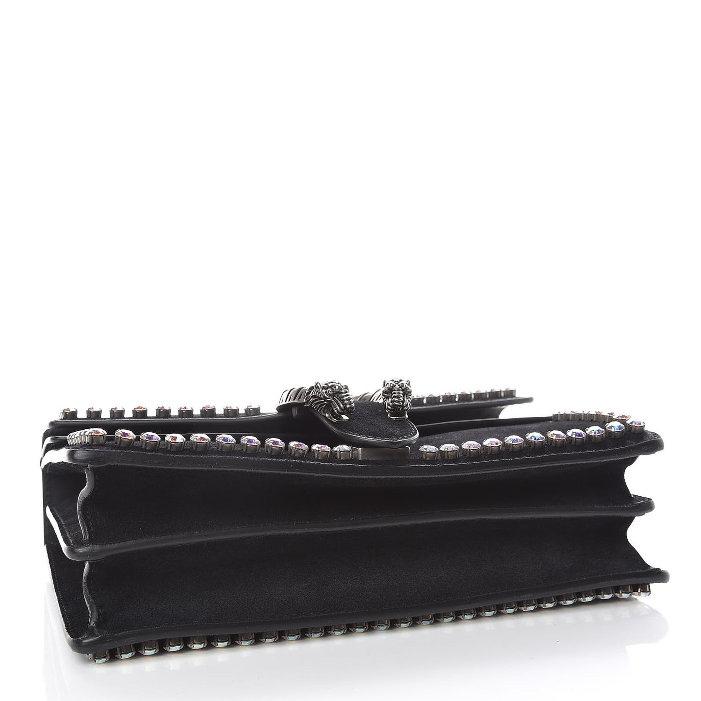 Suede Crystal Small Dionysus Shoulder Bag Black