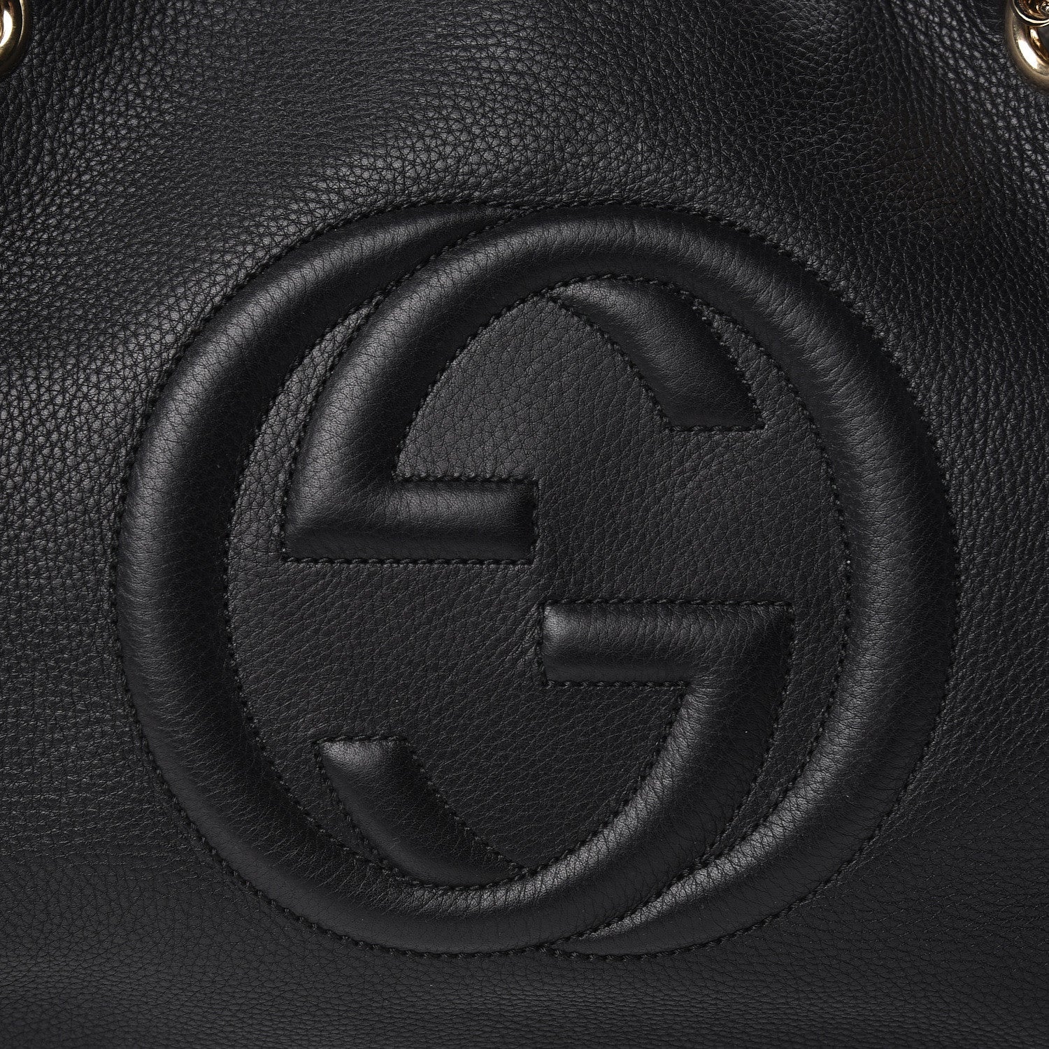 Gucci Pebbled Calfskin Medium Soho Chain Shoulder Bag Black 8 of 12