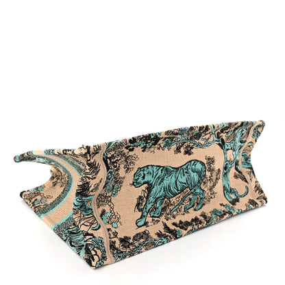 Christian Dior Raffia Embroidered Dioriviera Medium Book Tote Aquamarina 4 of 10