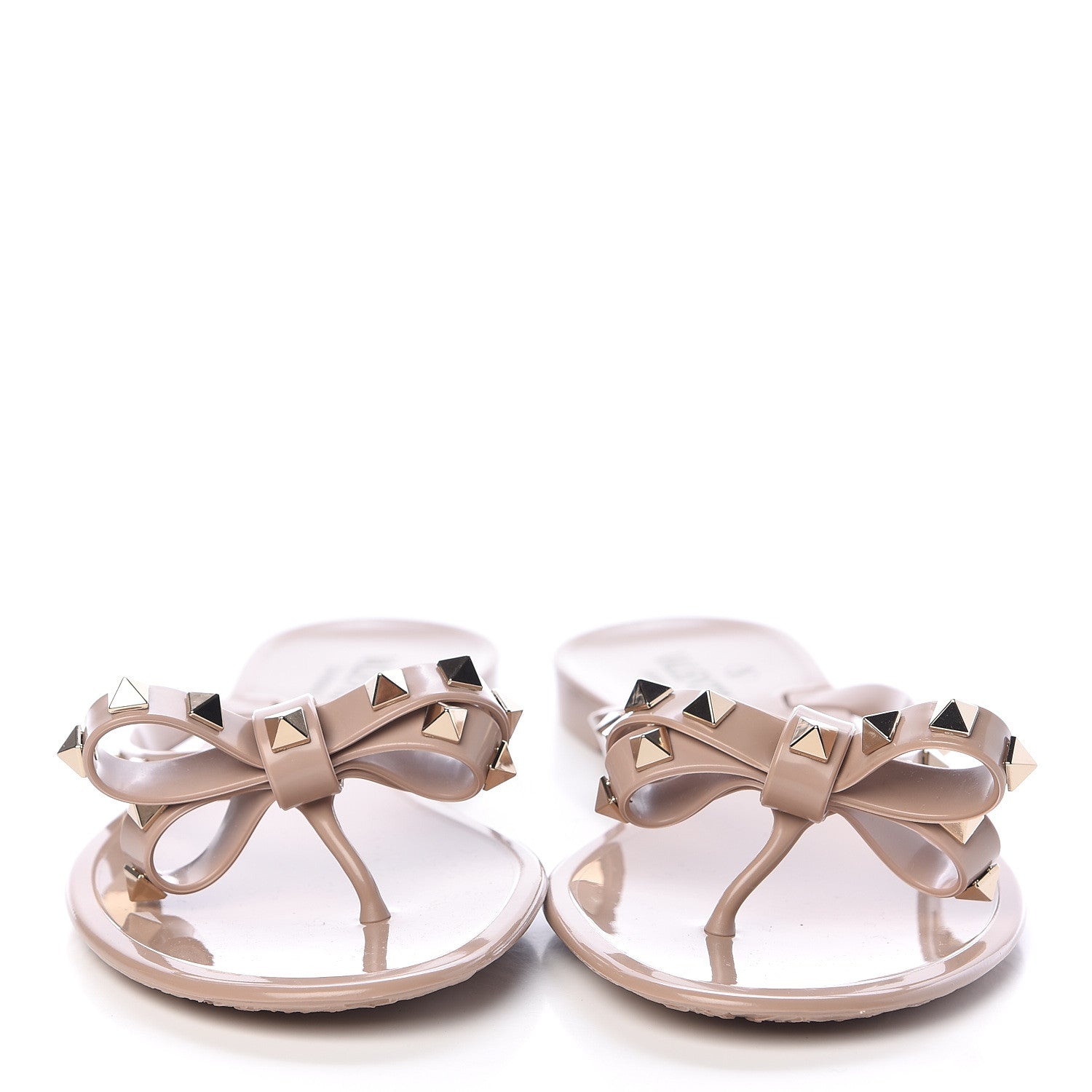 Valentino Garavani PVC Jelly Rockstud Bow Thong Sandals 41 Poudre 2 of 8