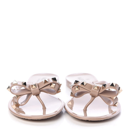 Valentino Garavani PVC Jelly Rockstud Bow Thong Sandals 41 Poudre 2 of 8