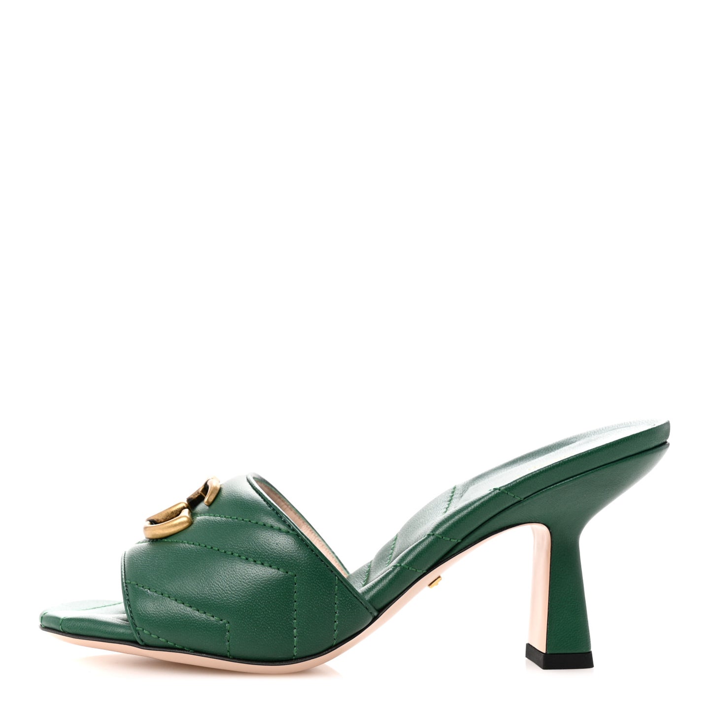 Nappa Matelasse GG Marmont 75mm Slide Sandals 36 Emerald