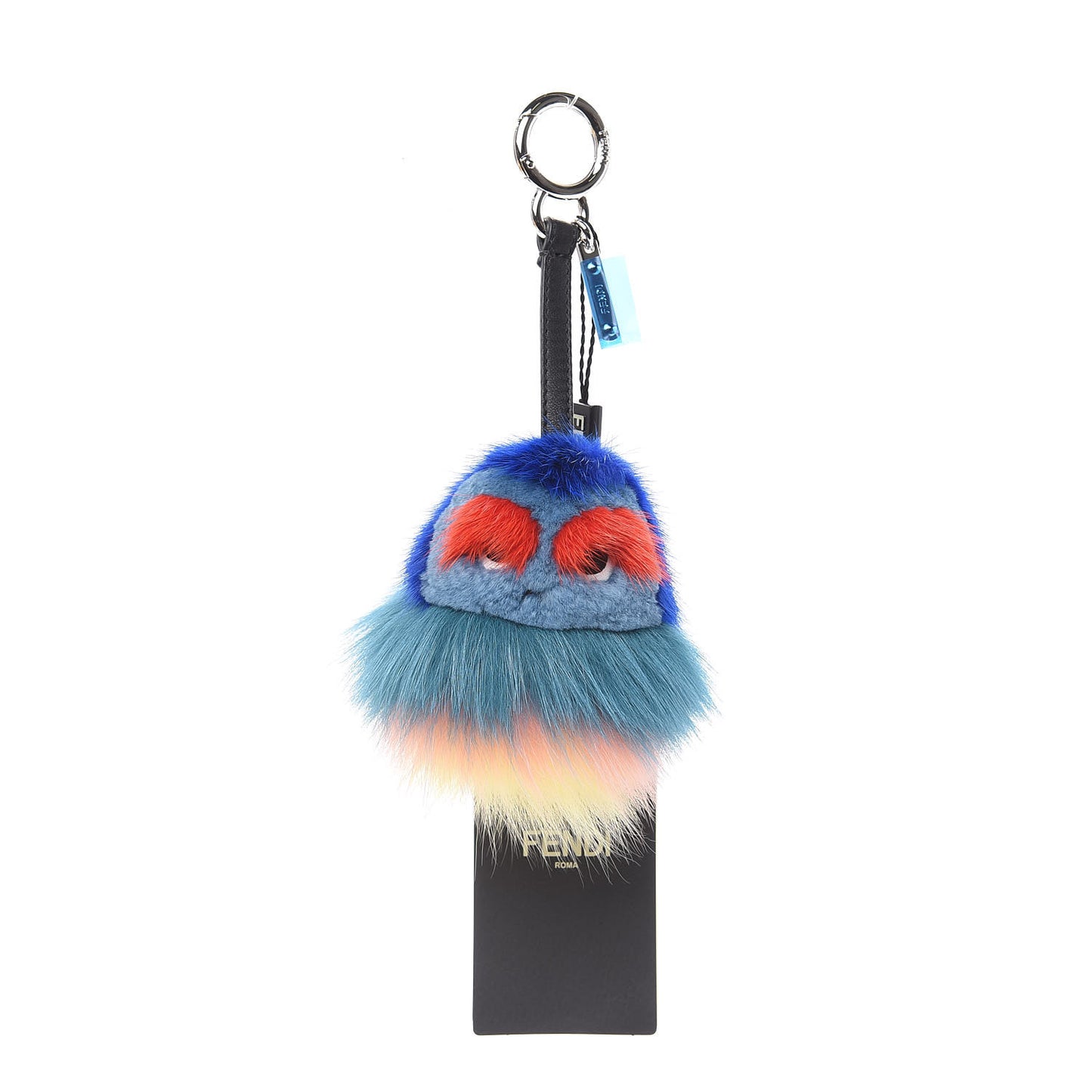 Mink Fox Fur Kid Monster Bag Bug Charm Blue Multicolor