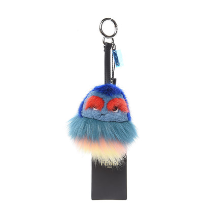 Fendi Mink Fox Fur Kid Monster Bag Bug Charm Blue Multicolor 1 of 5