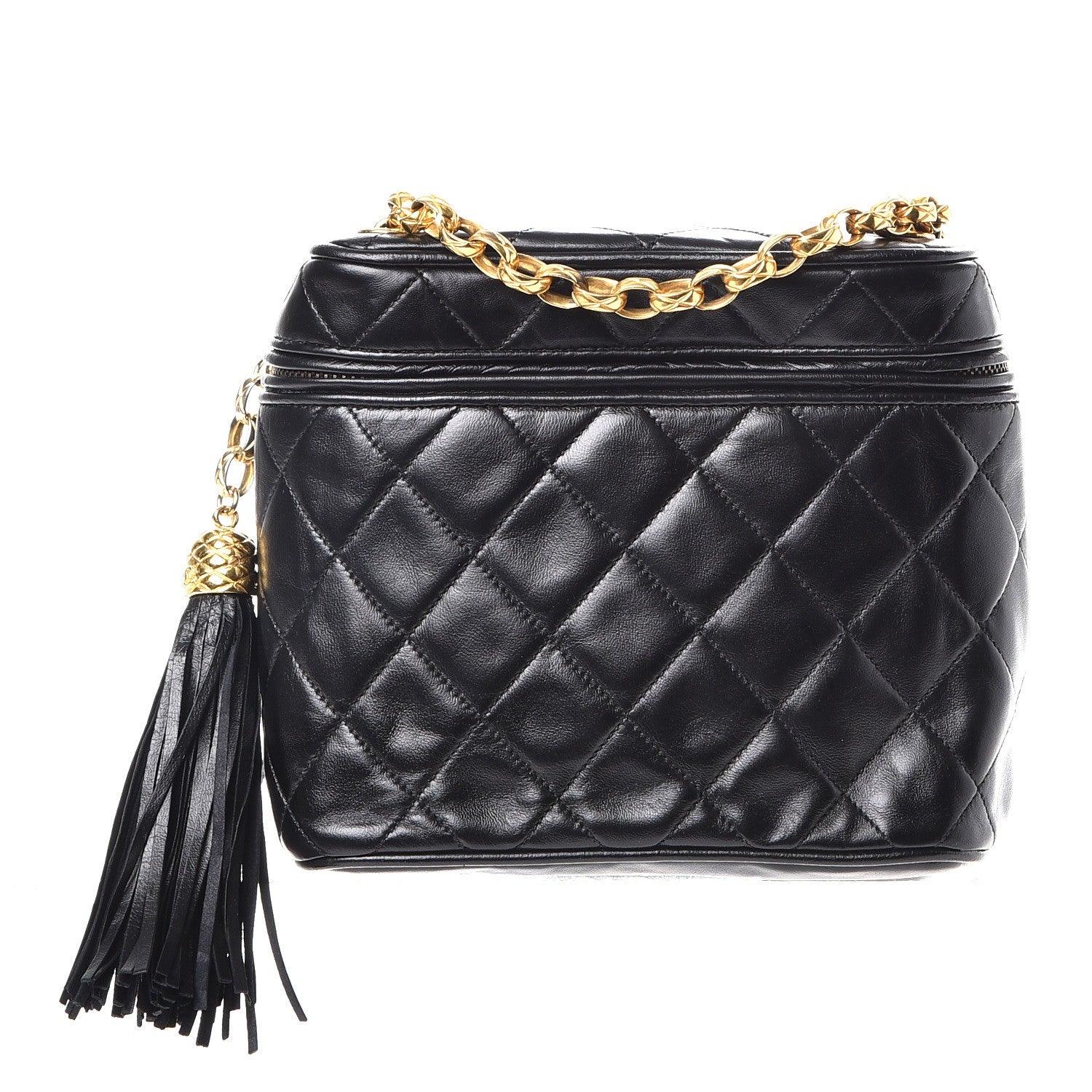 Chanel Lambskin Quilted Tassel Shoulder Bag Black 1 of 9