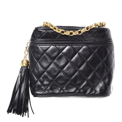 Chanel Lambskin Quilted Tassel Shoulder Bag Black 1 of 9